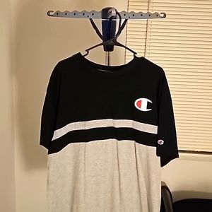 Champion - 2X - Black/ Gray short sleeve shirt embroidered sleeve